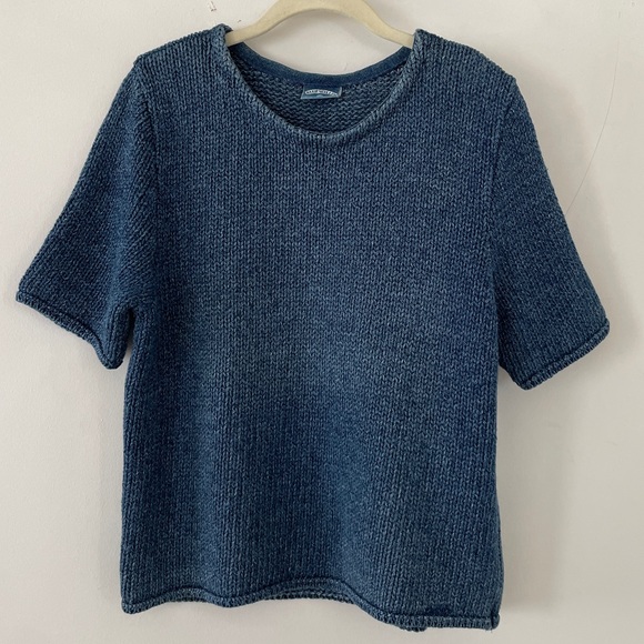 Blue Willi's Sweaters - Vintage Indigo Dye Short Sleeve Cotton Knit Sweater Blue Willi’s XL